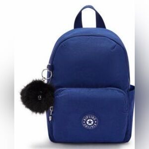 New! Kipling Navy Small Backpack with Black Pom Pom